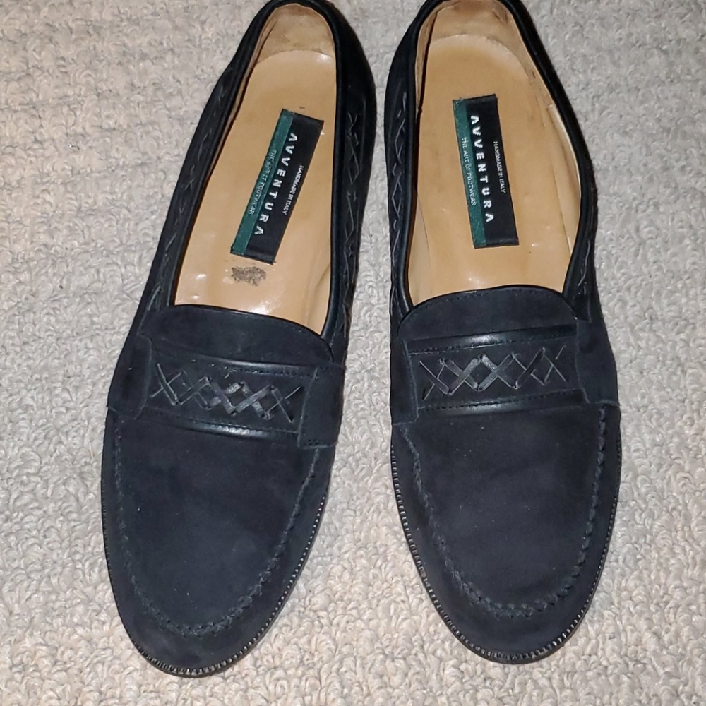 Black Leather & Suede Trim Avventurra Sz 9 Loafers